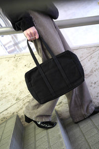 WASHED CANVAS BOSTON BAG (S) / BLACK