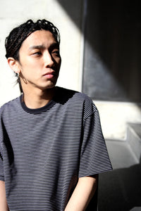 GIZA COMPACT STRIPE S/S T-SHIRT / BLACK WHITE