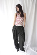 画像をギャラリービューアに読み込む, WOOL MIX HIP HUGGERS TUCKED WIDE SLACKS / BLACK