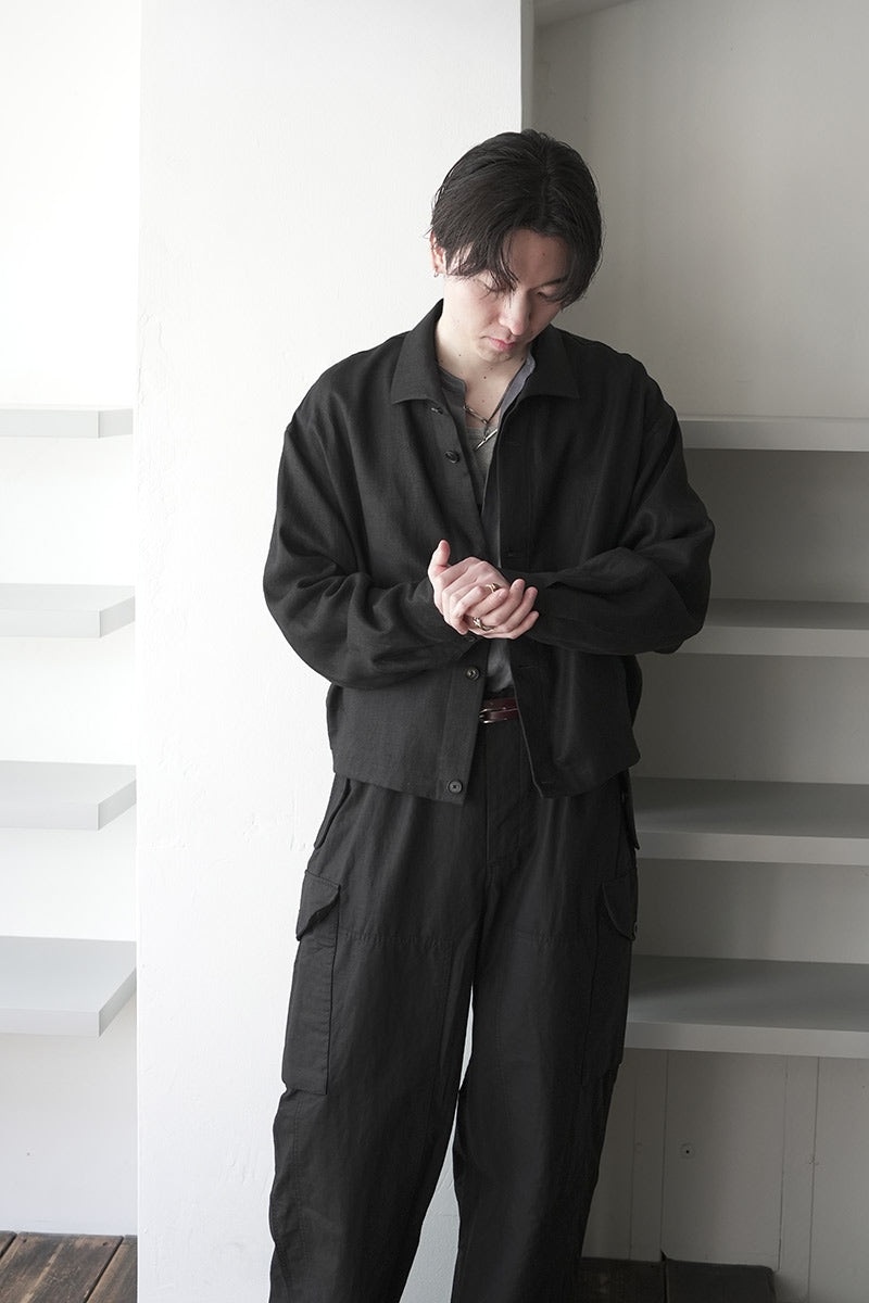 SHARK COLLAR JACKET LINE HEMP TWILL / BLACK [神戸店]