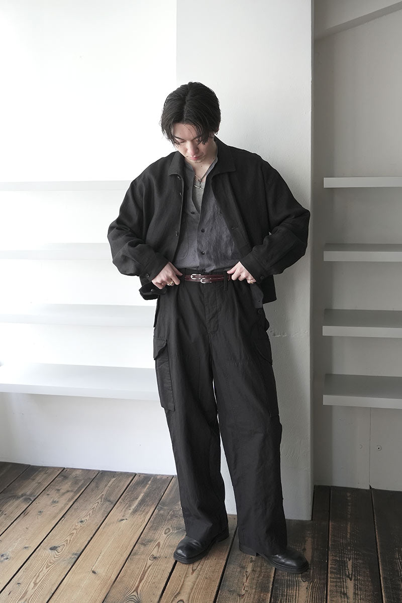 SHARK COLLAR JACKET LINE HEMP TWILL / BLACK [神戸店]