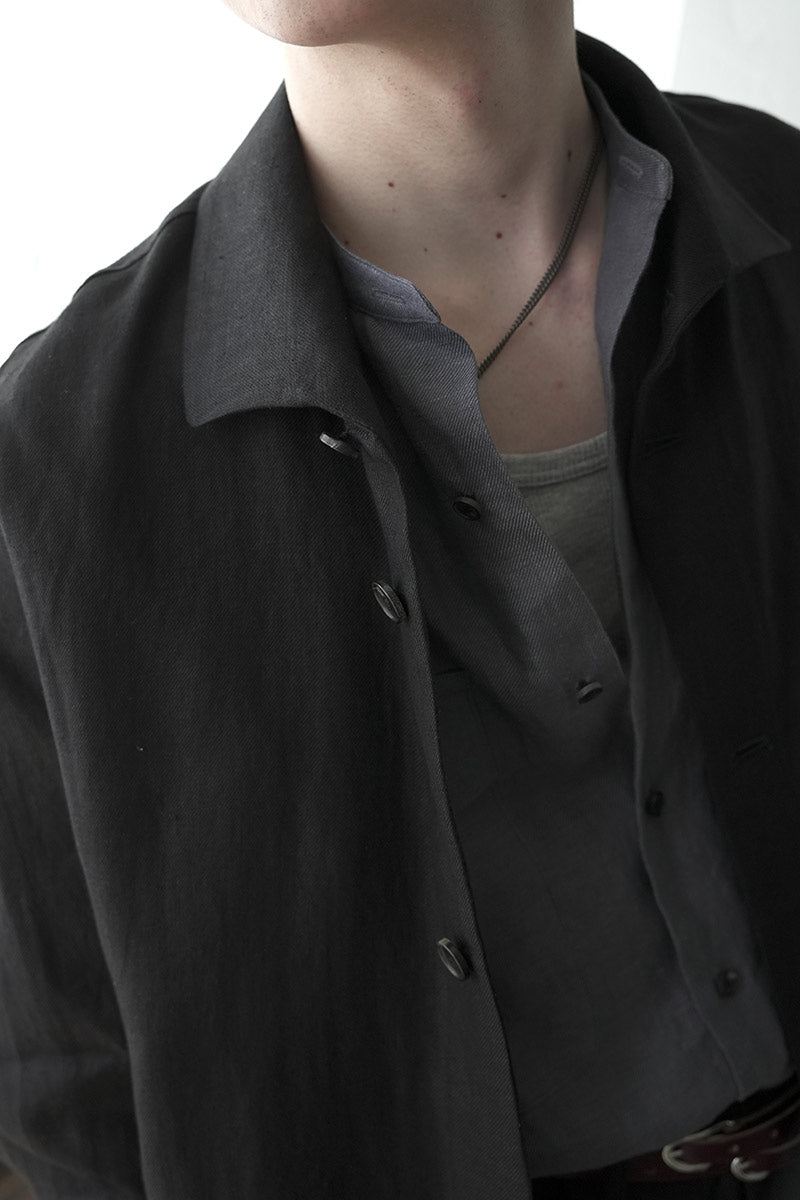 SHARK COLLAR JACKET LINE HEMP TWILL / BLACK [神戸店]