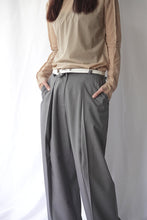 画像をギャラリービューアに読み込む, WOOL MIX HIP HUGGERS TUCKED WIDE SLACKS / GRAY
