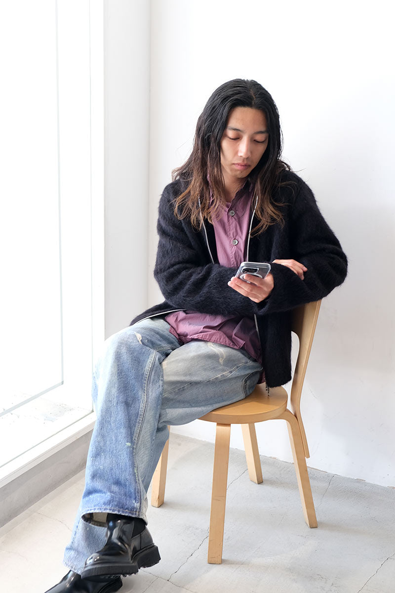 FULL ZIP HOOD / BLACK HAIRY WOOL [6月入荷予定］