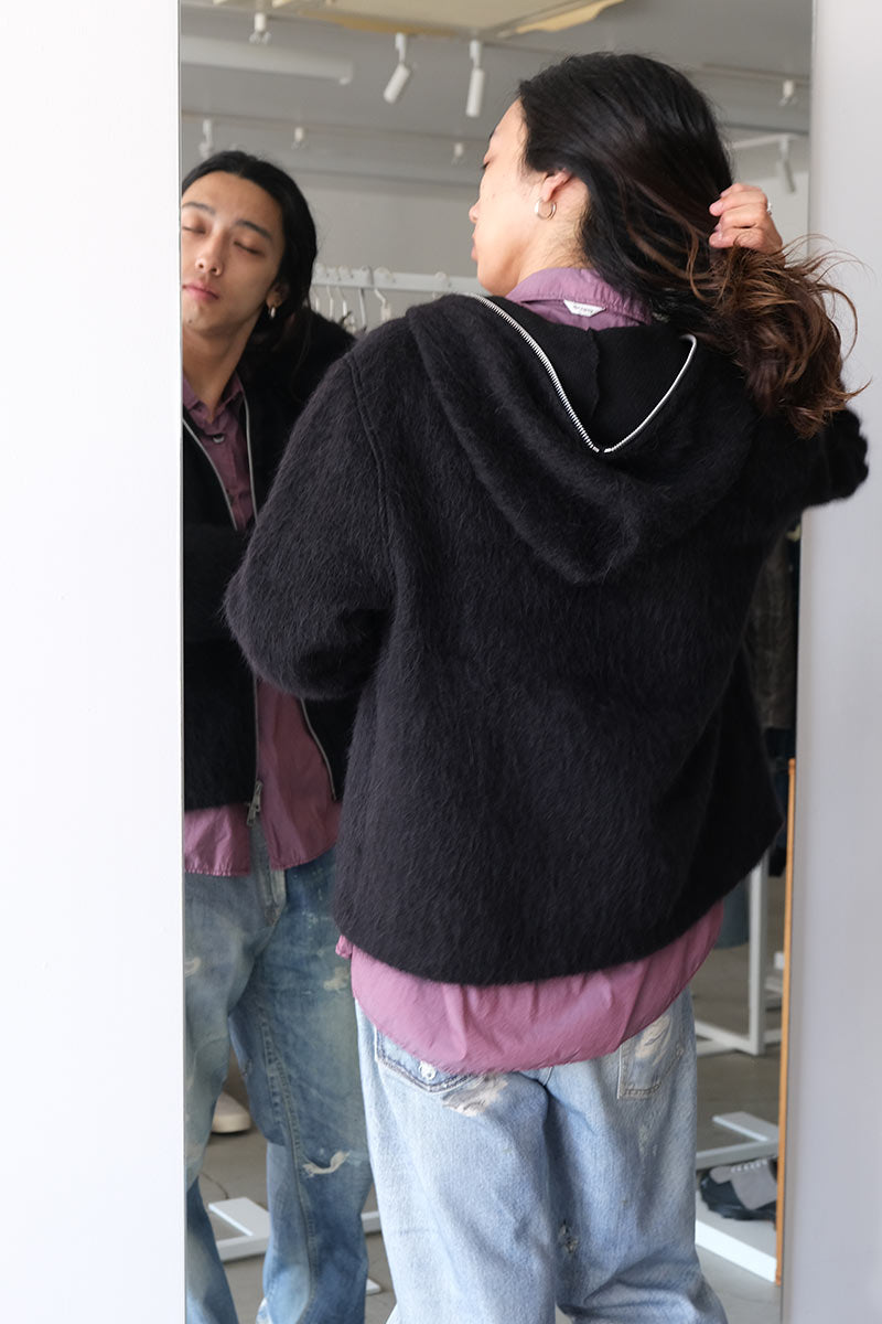FULL ZIP HOOD / BLACK HAIRY WOOL [6月入荷予定］
