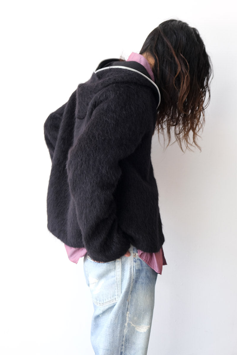 FULL ZIP HOOD / BLACK HAIRY WOOL [6月入荷予定］