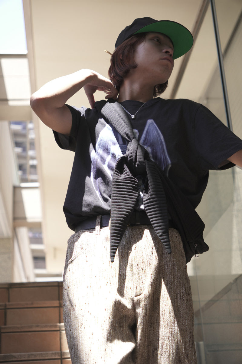 PLEATED ADJUSTABLE MULTI-FUNCTION HOBO BAG / BLACK
