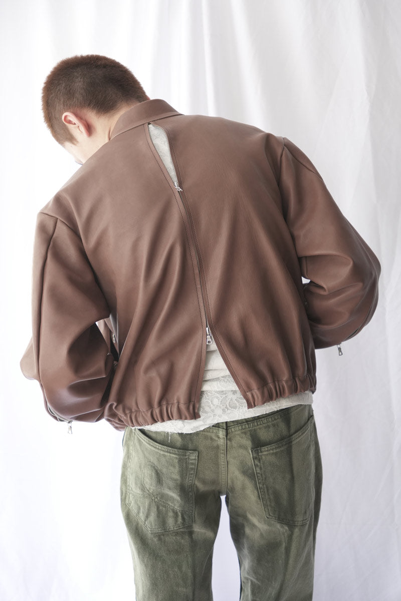 S18 NO.306 LEATHER SIX ZIPPER JACKET / BROWN