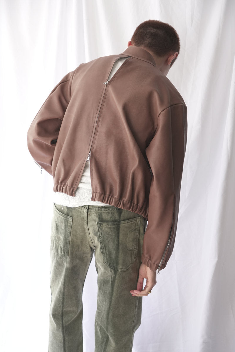S18 NO.306 LEATHER SIX ZIPPER JACKET / BROWN