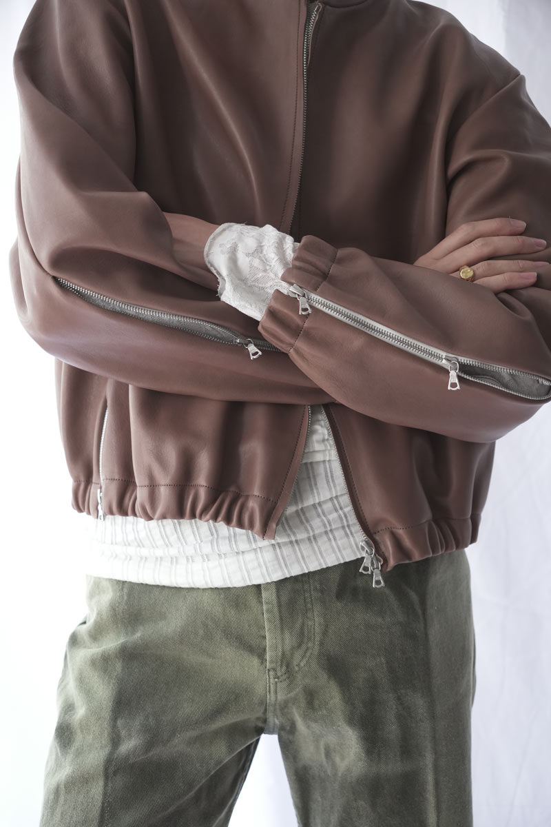 S18 NO.306 LEATHER SIX ZIPPER JACKET / BROWN