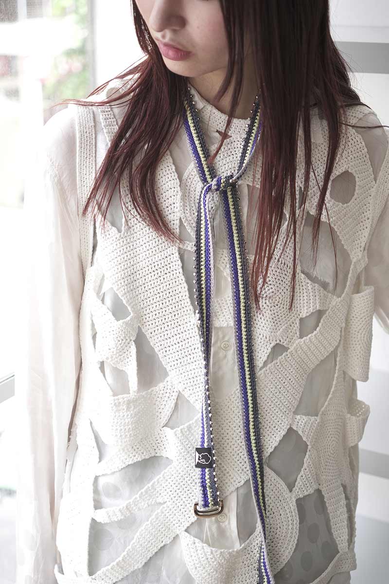 HAND CROCHET BEADED BELT / MULTI [20%OFF]