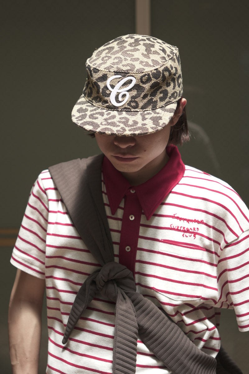 WEAVE LEOPARD PRINT BRIMMED BASEBALL CAP / LEOPARD