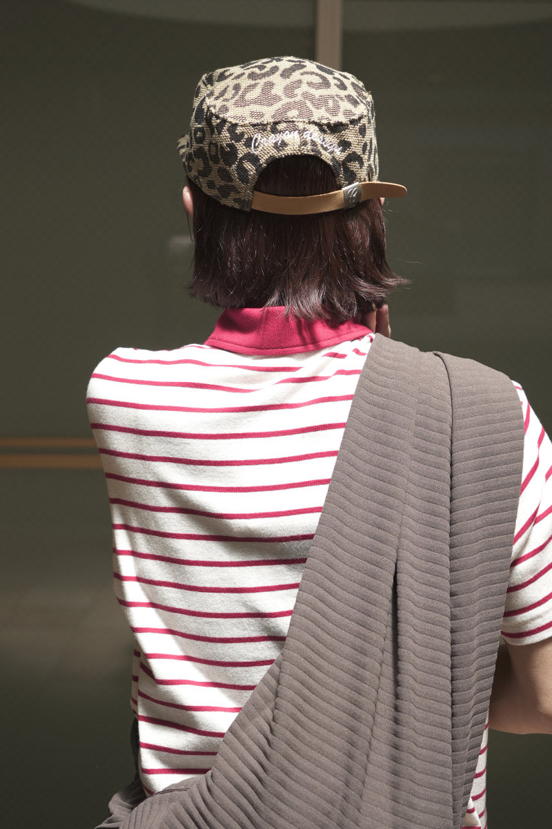 WEAVE LEOPARD PRINT BRIMMED BASEBALL CAP / LEOPARD