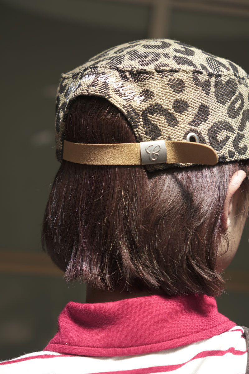 WEAVE LEOPARD PRINT BRIMMED BASEBALL CAP / LEOPARD