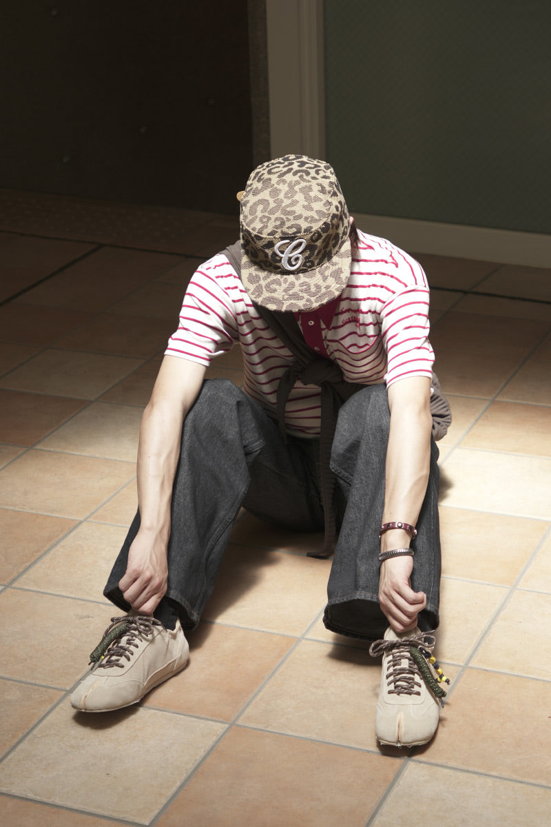 WEAVE LEOPARD PRINT BRIMMED BASEBALL CAP / LEOPARD