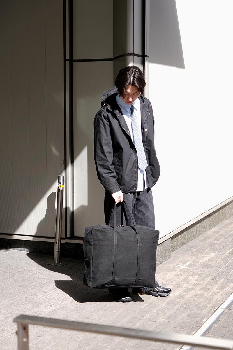 WASHED CANVAS BIG BOSTON BAG / BLACK