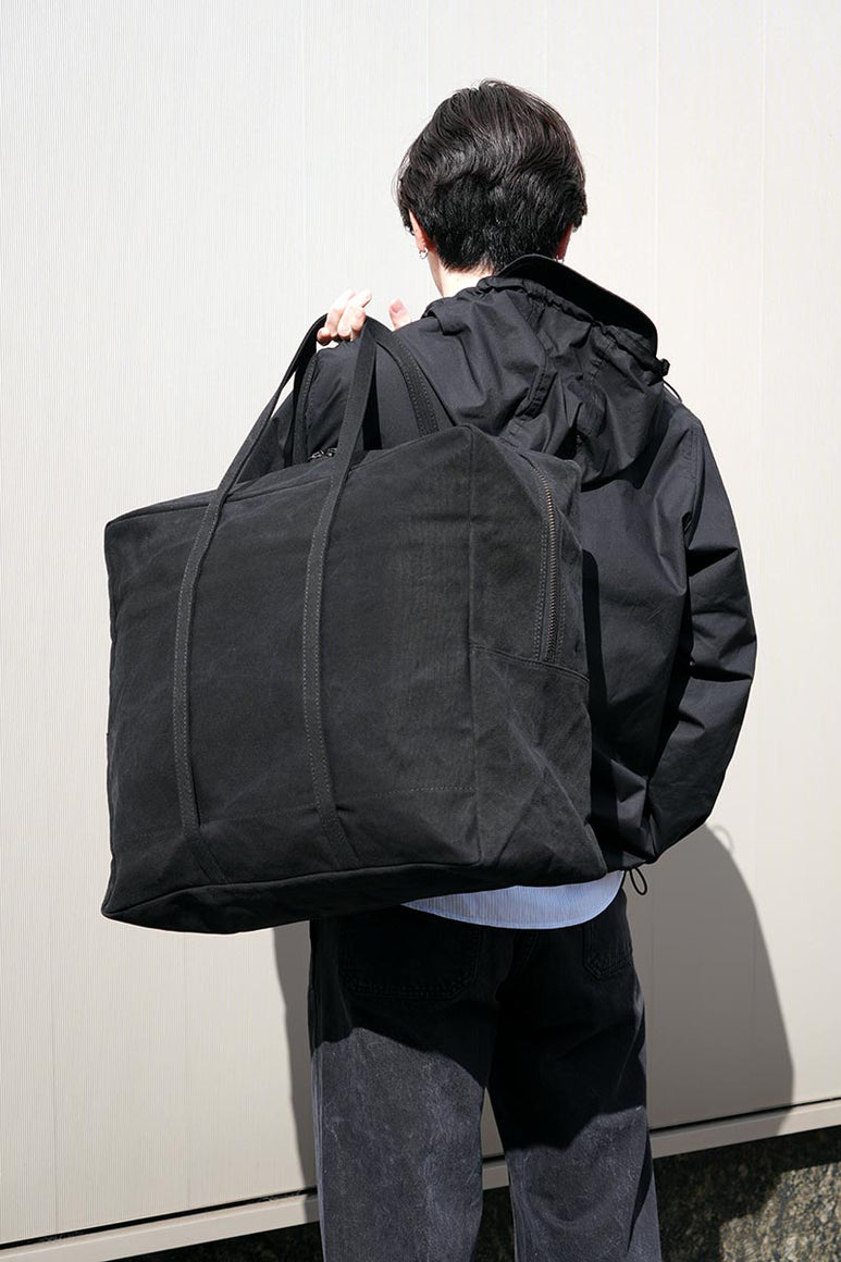 WASHED CANVAS BIG BOSTON BAG / BLACK