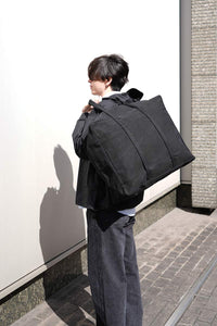 WASHED CANVAS BIG BOSTON BAG / BLACK