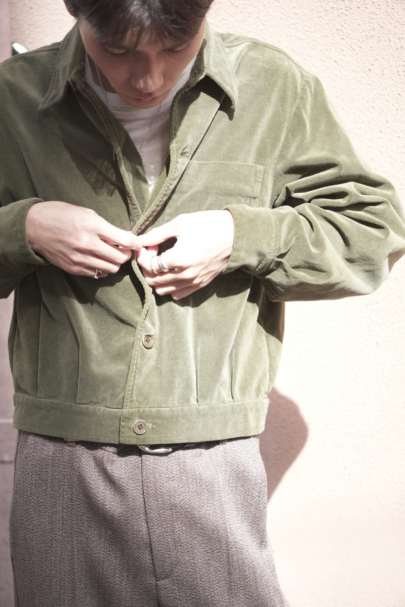 VELVETEEN FADE DYED SHORT SHIRT / LIGHT KHAKI