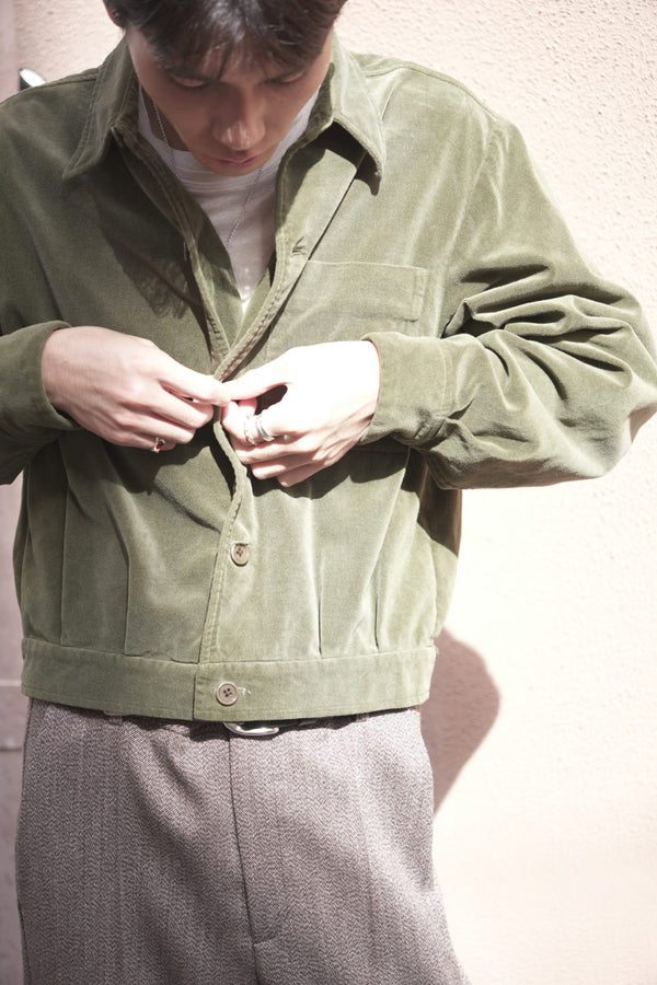 VELVETEEN FADE DYED SHORT SHIRT / LIGHT KHAKI