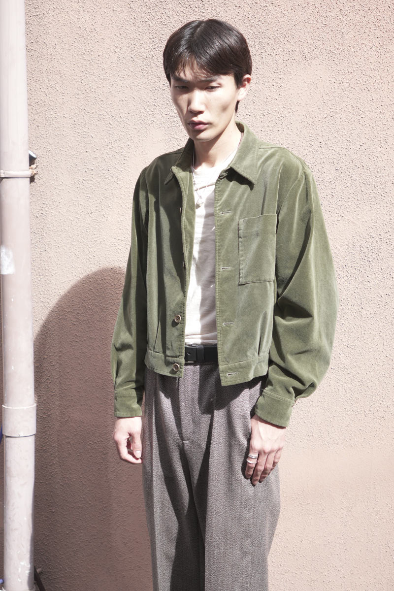VELVETEEN FADE DYED SHORT SHIRT / LIGHT KHAKI