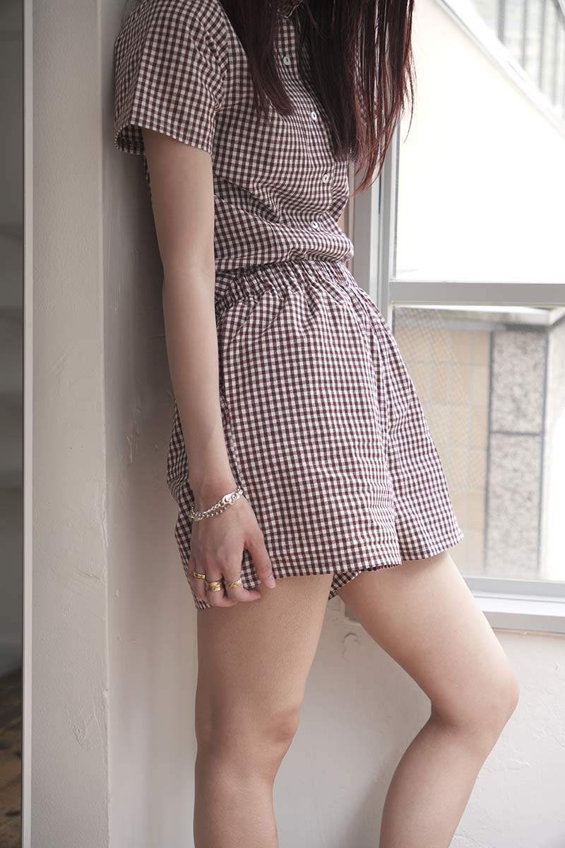 DAWSON SHORT / BROWN GINGHAM [20%OFF]