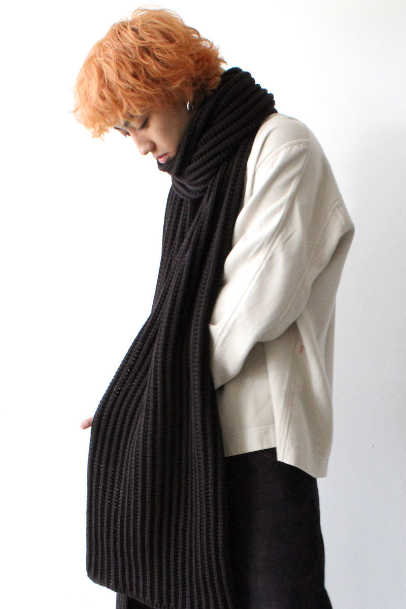 SCARF OPEN RIB-WOOLY / BROWN [40%OFF]