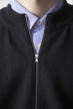 画像をギャラリービューアに読み込む, ZIP CREW NECK CARDIGAN LAMS WOOL PALIN KNITTED / NAVY