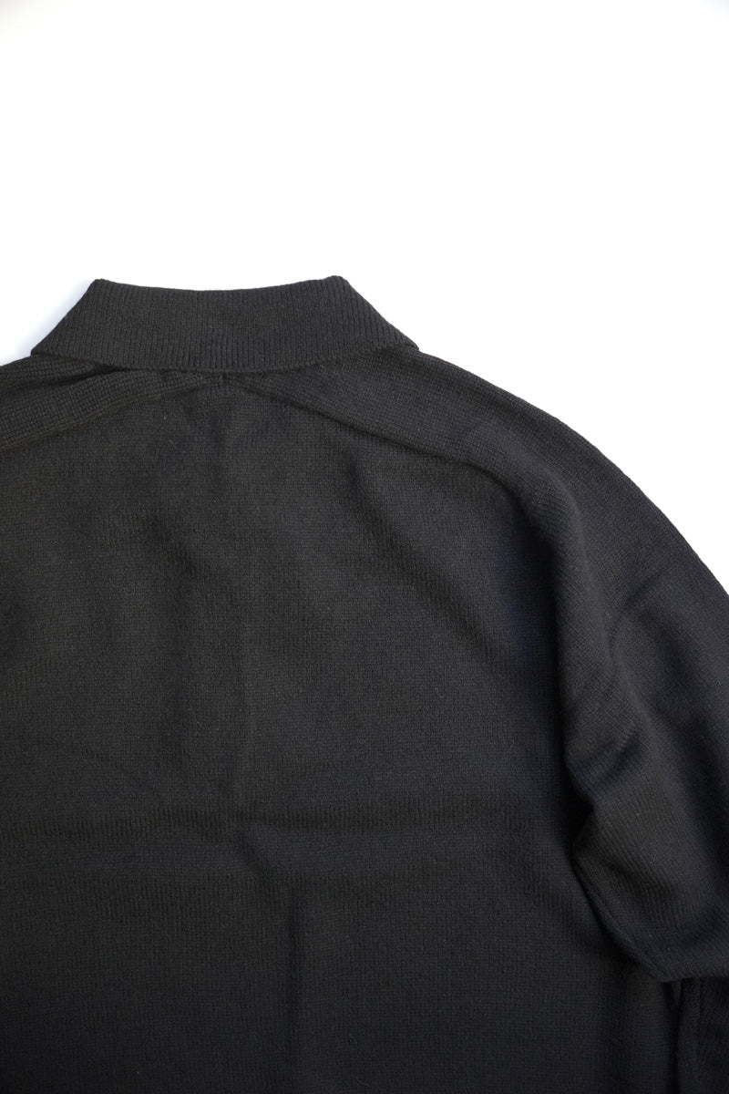 SADDLE SLEEVE POLO LAMBSWOOL PLAIN KNIT / BROWN MELANGE