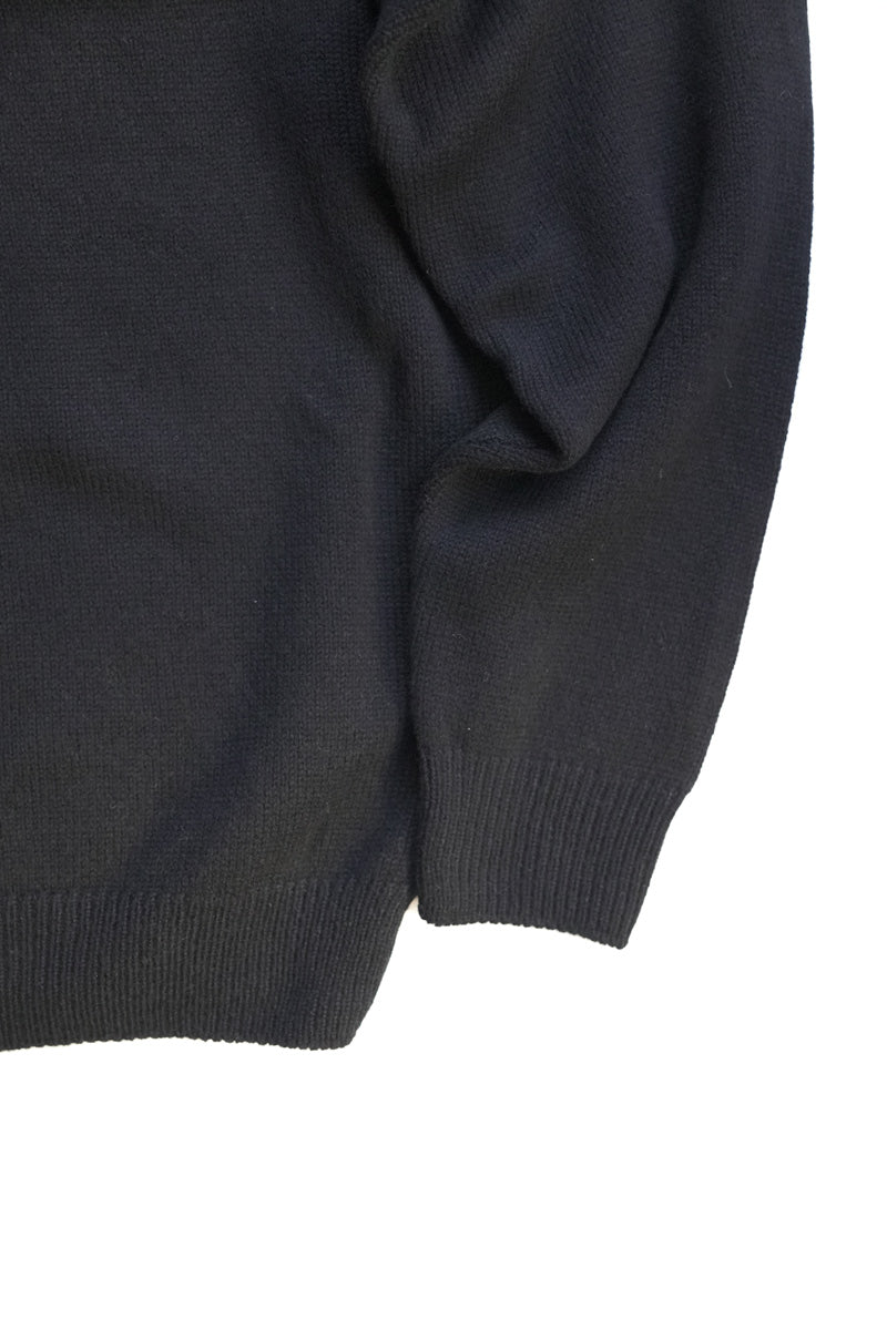 SADDLE SLEEVE POLO LAMBSWOOL PLAIN KNIT / BROWN MELANGE