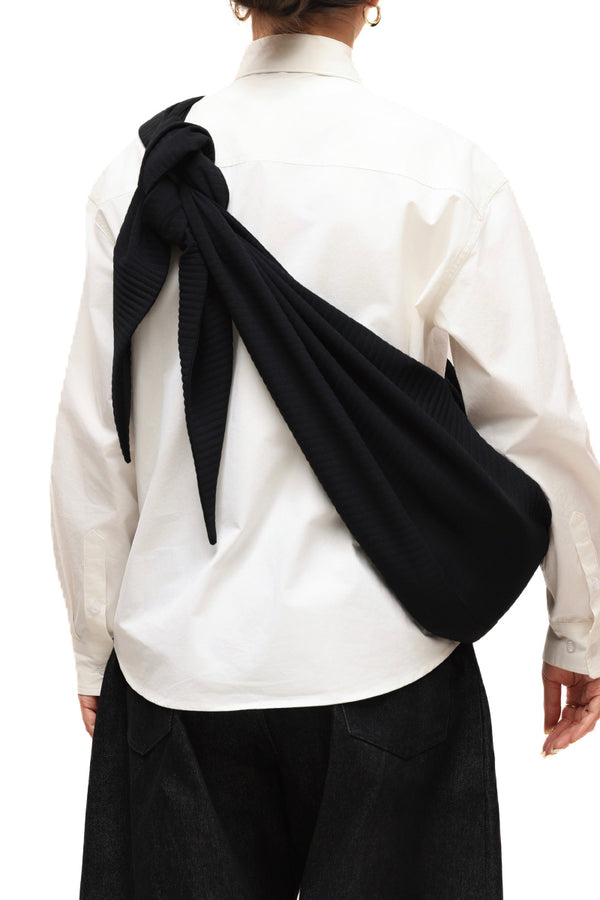PLEATED ADJUSTABLE MULTI-FUNCTION HOBO BAG / BLACK