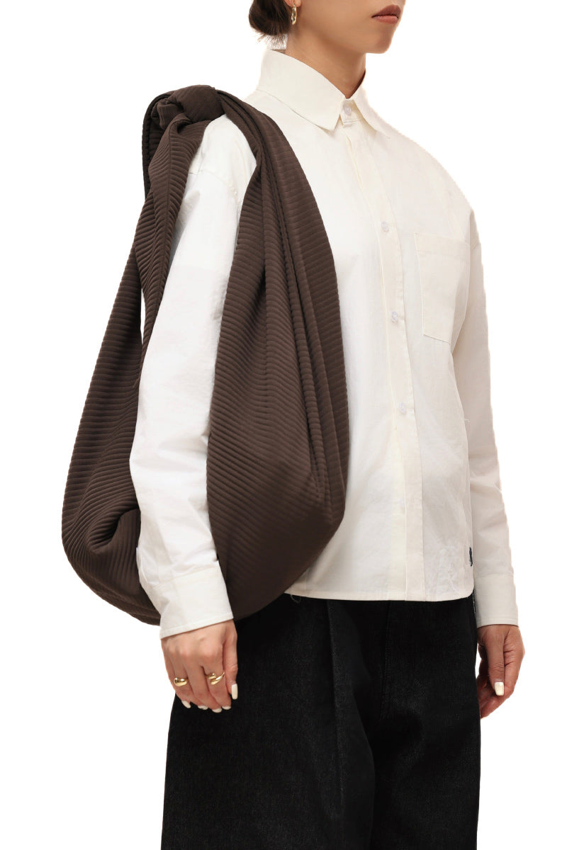 PLEATED ADJUSTABLE MULTI-FUNCTION HOBO BAG / COFFEE BROWN