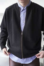 画像をギャラリービューアに読み込む, ZIP CREW NECK CARDIGAN LAMS WOOL PALIN KNITTED / NAVY