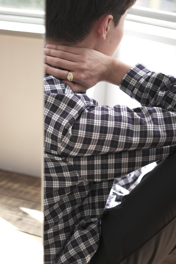 MINIMAL CLASSIC SHIRTS TM MONOCHROME TARTAN / BALCK/WHITE [神戸店]