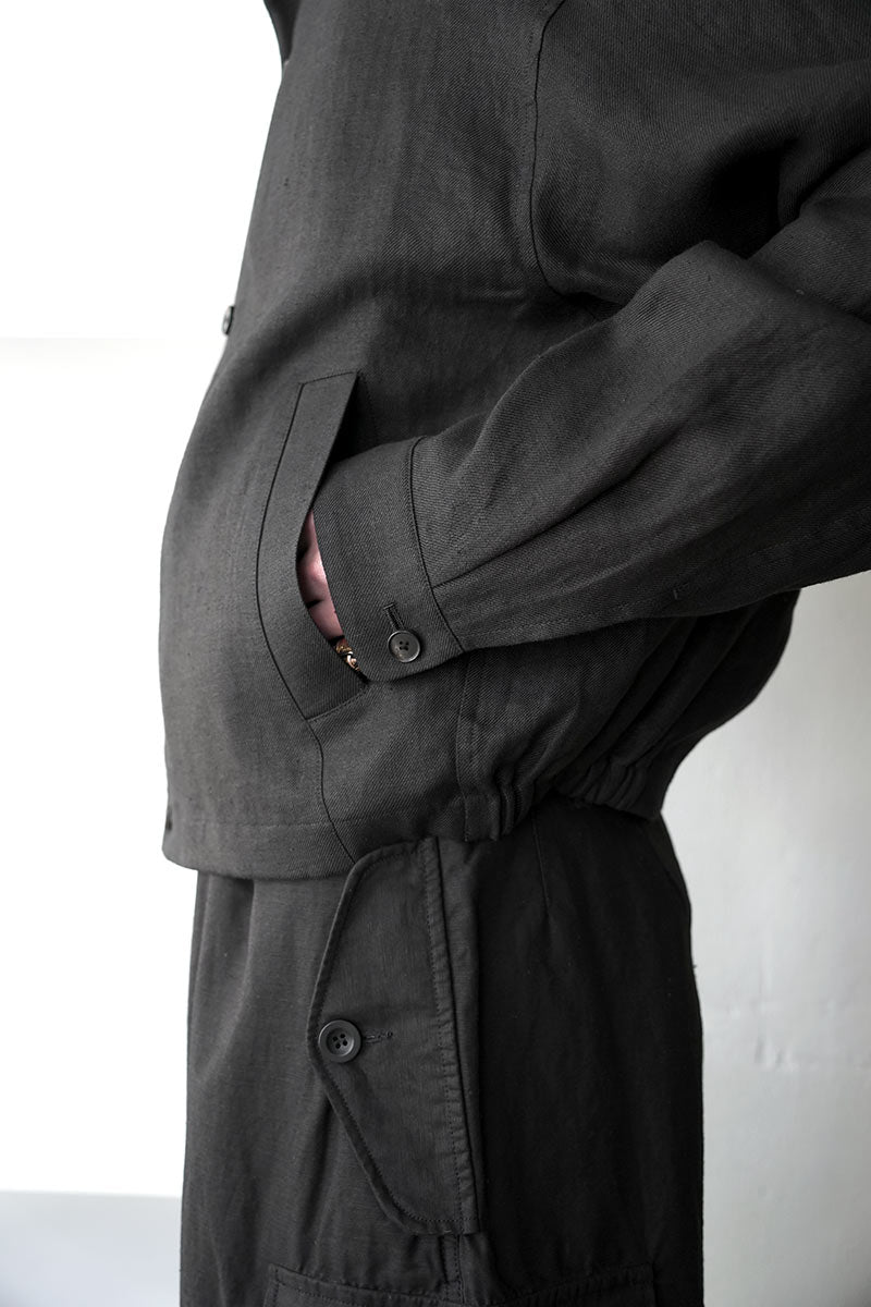 SHARK COLLAR JACKET LINE HEMP TWILL / BLACK [神戸店]