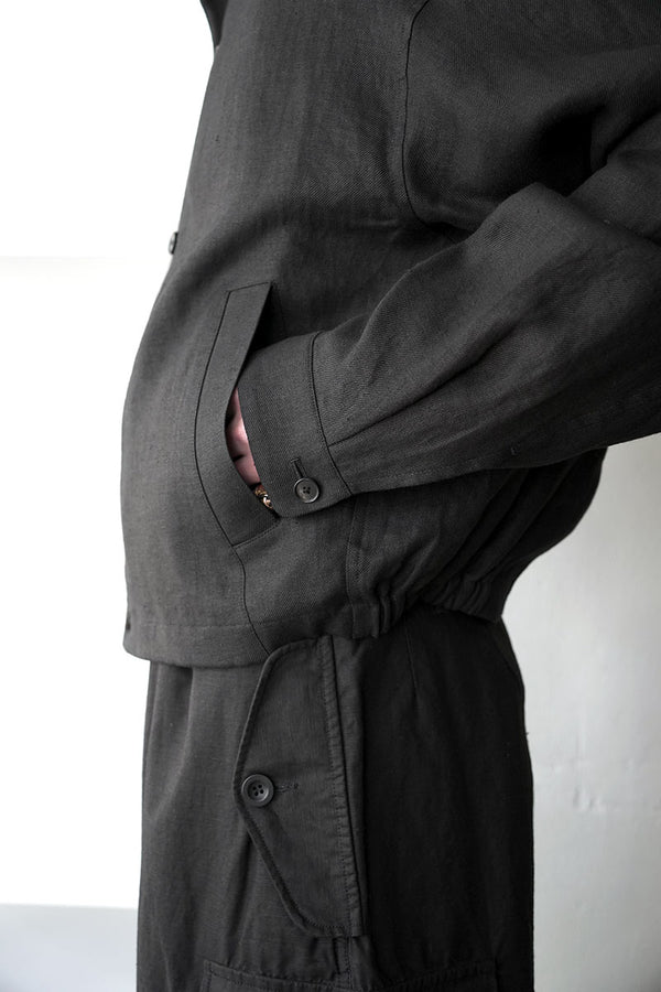 SHARK COLLAR JACKET LINE HEMP TWILL / BLACK [神戸店]