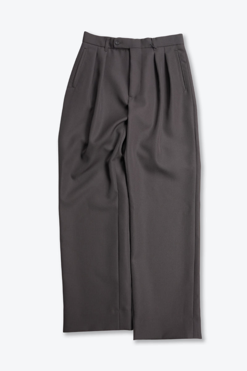 2 PLEATS TROUSER LAMBS WOOL FLANNEL / STONE [Kobe store]