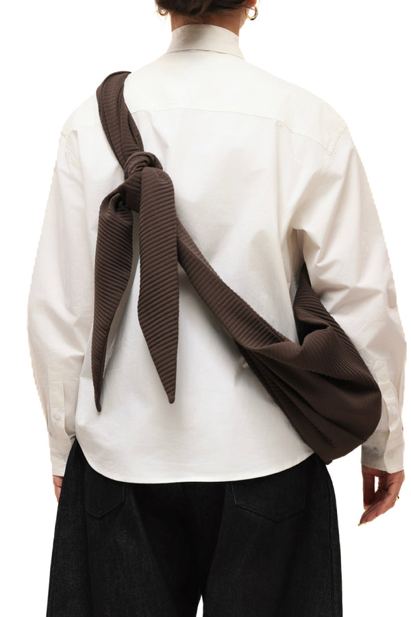 PLEATED ADJUSTABLE MULTI-FUNCTION HOBO BAG / COFFEE BROWN