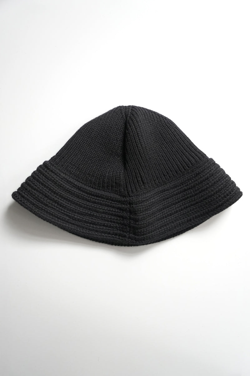 COTTON KNIT BALLOON HAT / BLACK 