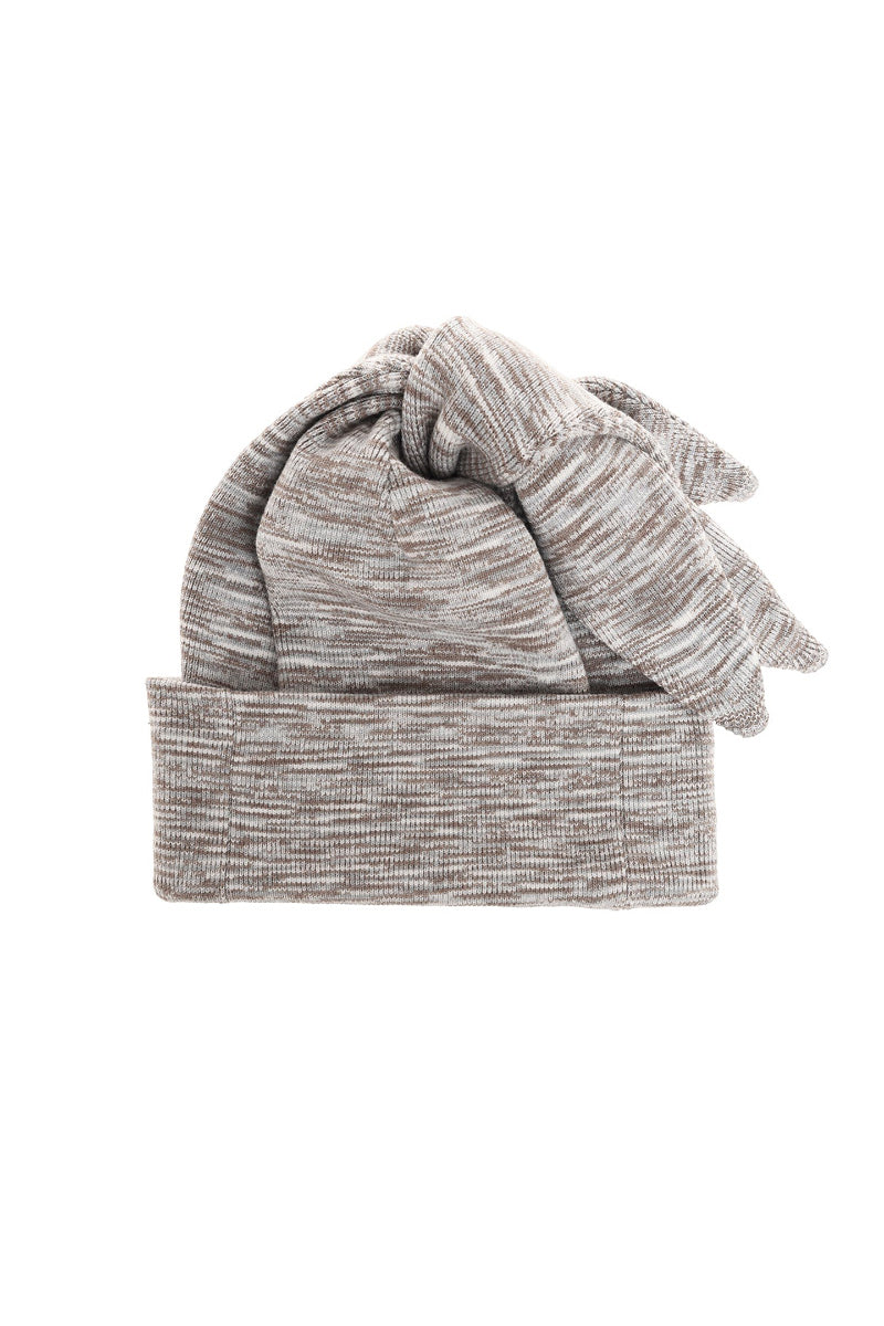 MULTI-WAY 3EAR KNIT BEANIE / MOCHA MARLED