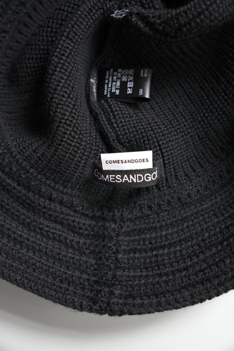 COTTON KNIT BALLOON HAT / BLACK 