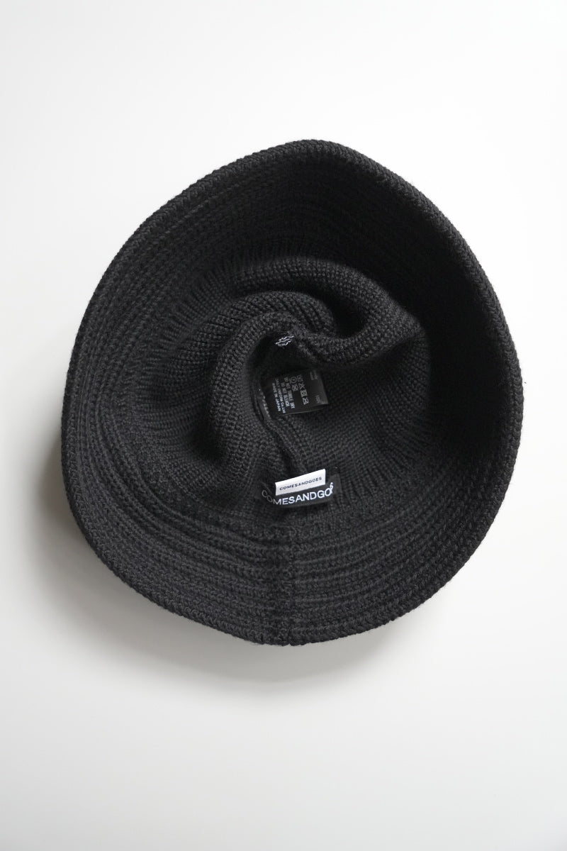 COTTON KNIT BALLOON HAT / BLACK 