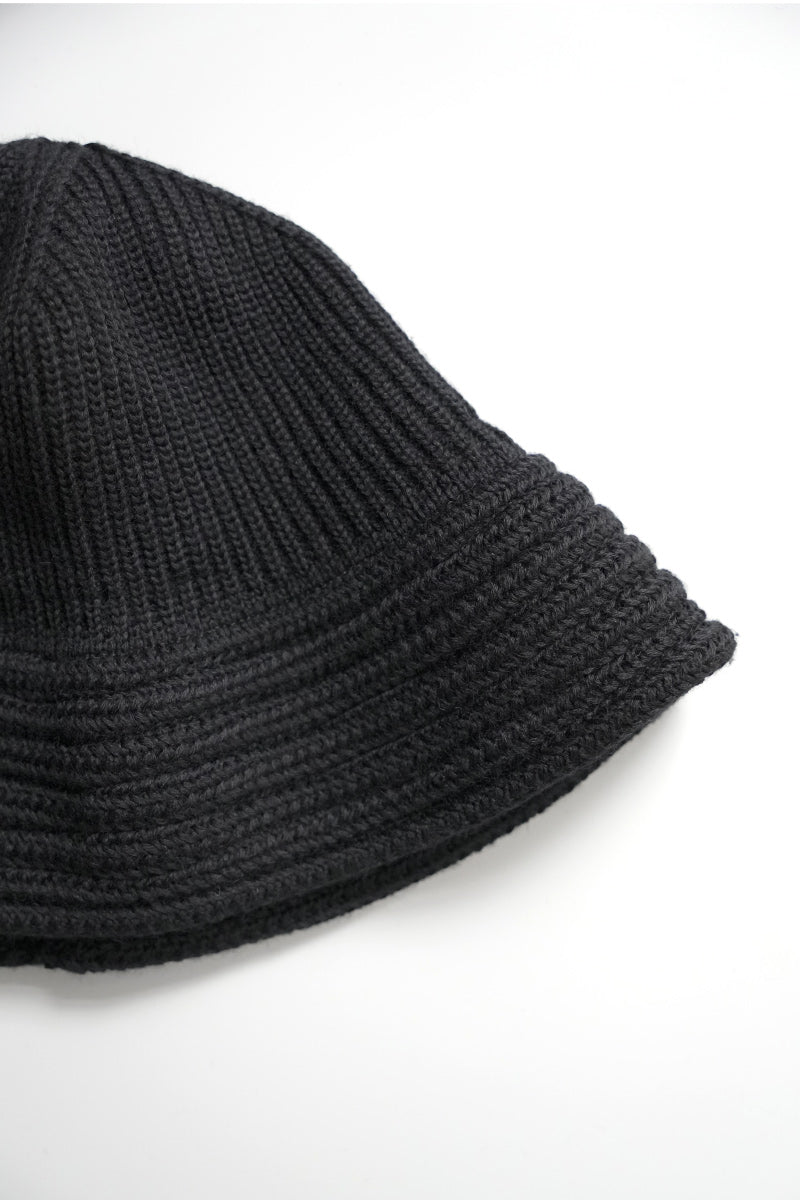 COTTON KNIT BALLOON HAT / BLACK 