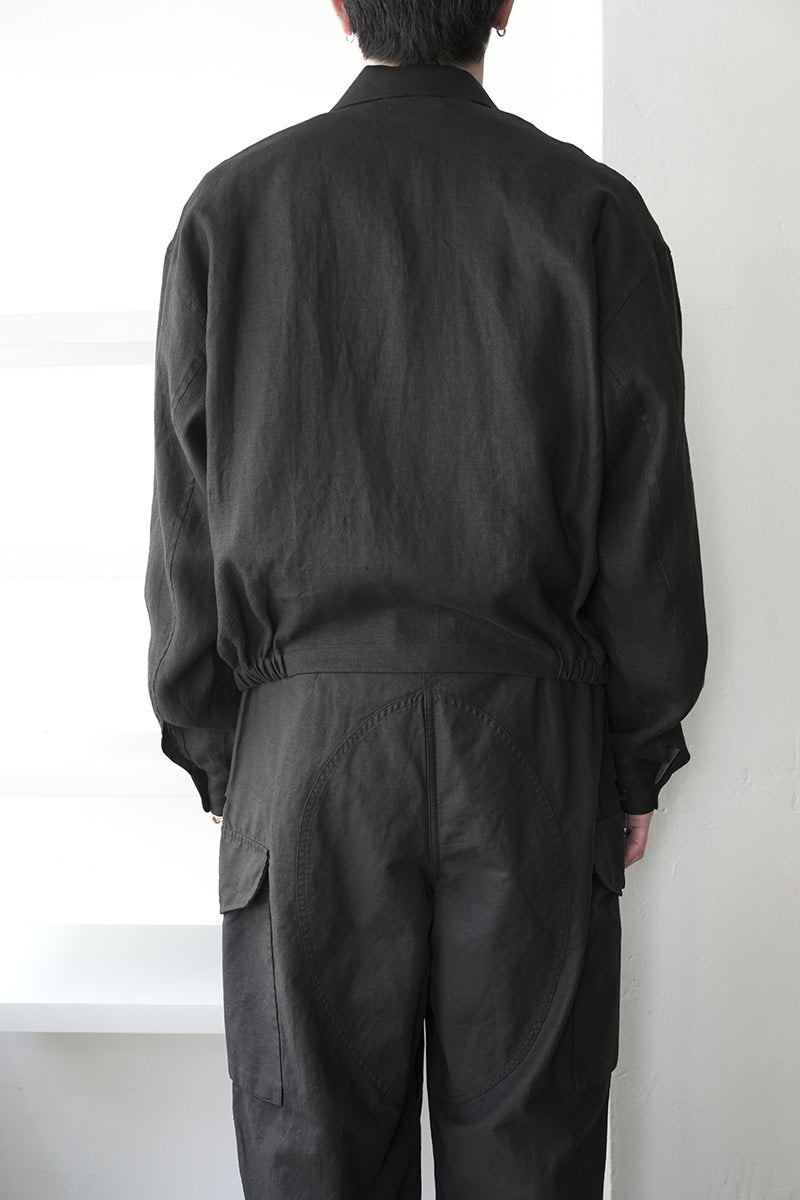 SHARK COLLAR JACKET LINE HEMP TWILL / BLACK [神戸店]