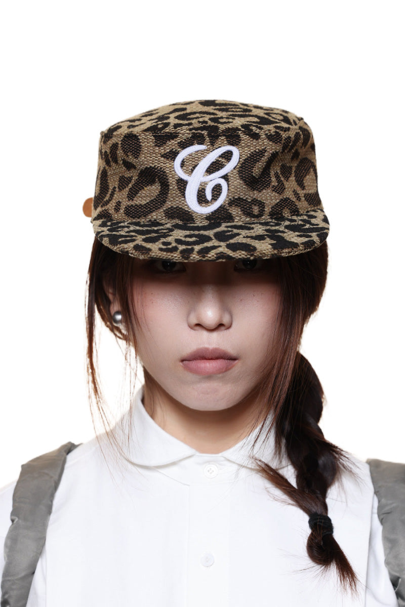 WEAVE LEOPARD PRINT BRIMMED BASEBALL CAP / LEOPARD