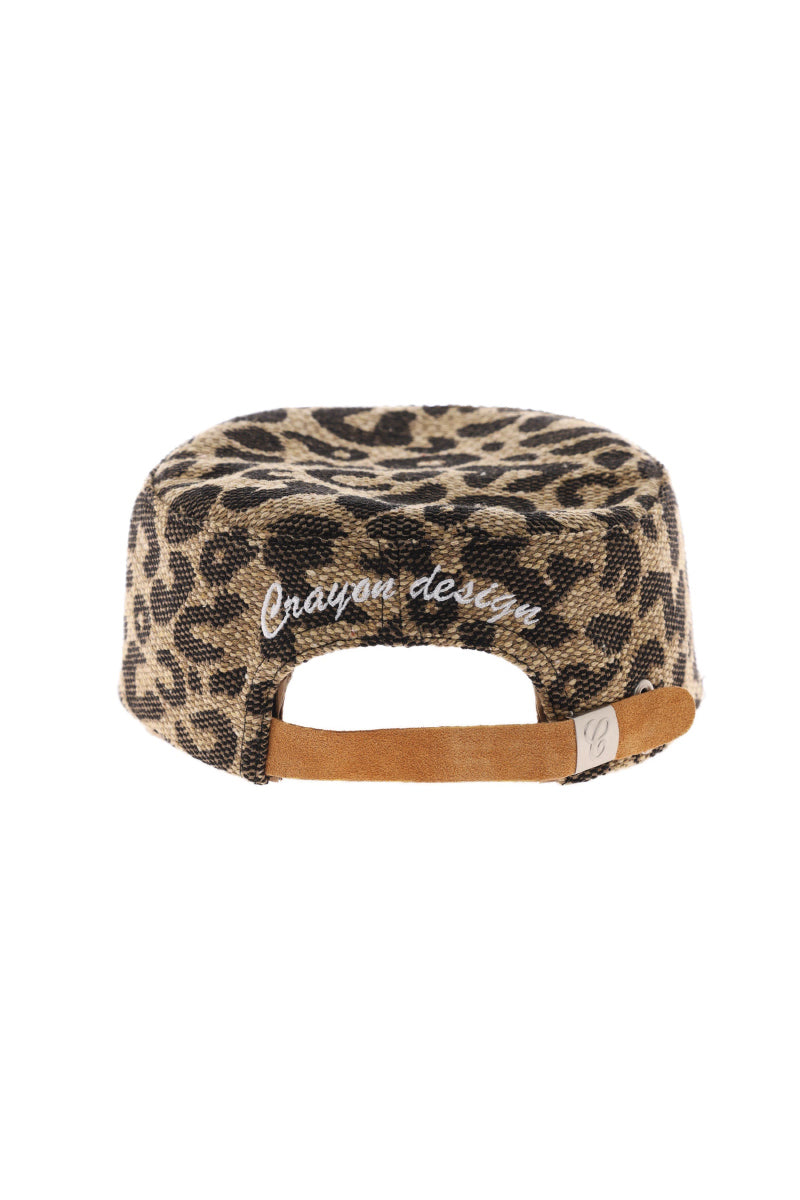 WEAVE LEOPARD PRINT BRIMMED BASEBALL CAP / LEOPARD