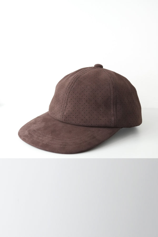 SHEEP SUEDE PUNCHING CAP / BROWN