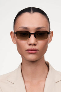 RIMLESS CUBIC SUNGLASSES / BROWN GRADIENT