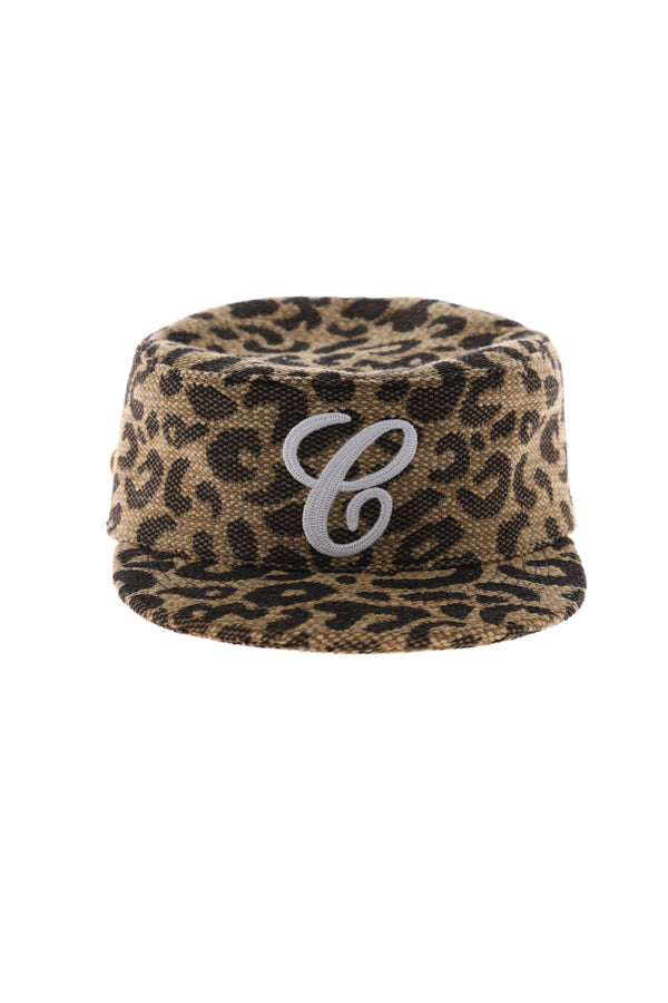 WEAVE LEOPARD PRINT BRIMMED BASEBALL CAP / LEOPARD
