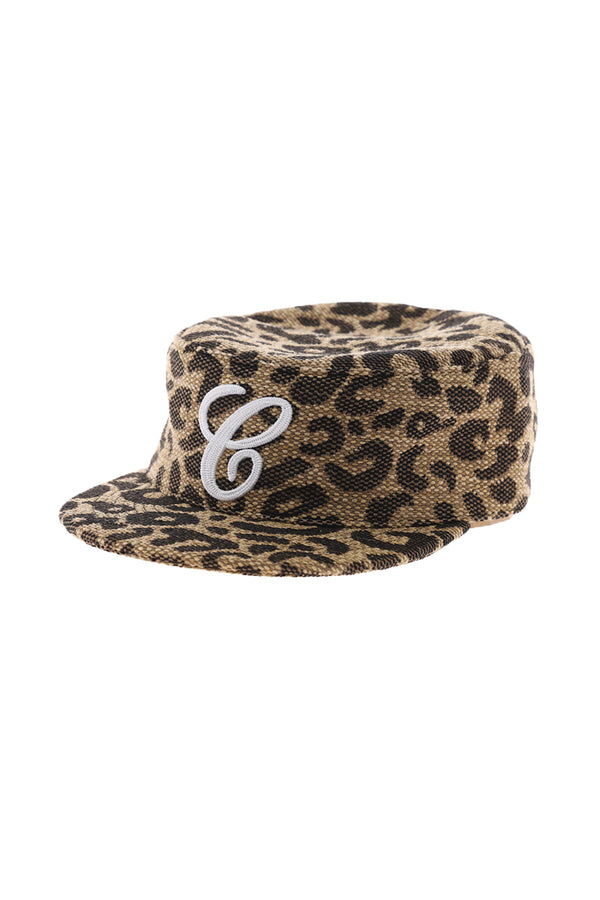 WEAVE LEOPARD PRINT BRIMMED BASEBALL CAP / LEOPARD
